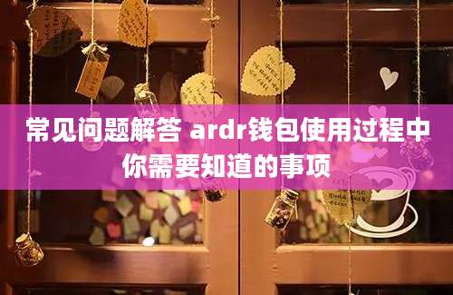 常见问题解答 ardr钱包使用过程中你需要知道的事项